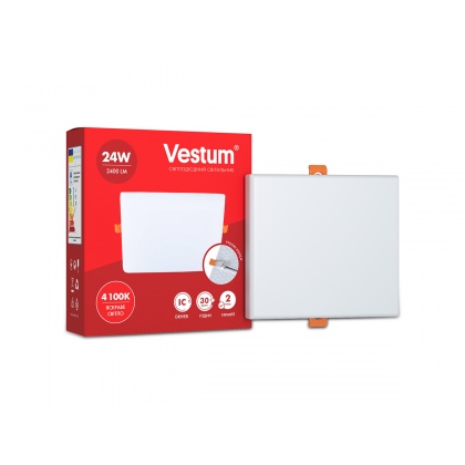 Квадратний світлодіодний врізний світильник "без рамки" Vestum 24W 4100K 1-VS-5607